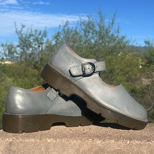 🏴󠁧󠁢󠁥󠁮󠁧󠁿 Gray Blue Vintage MIE Dr. Martens Chunky Mary Jane UK 7 EC❣️